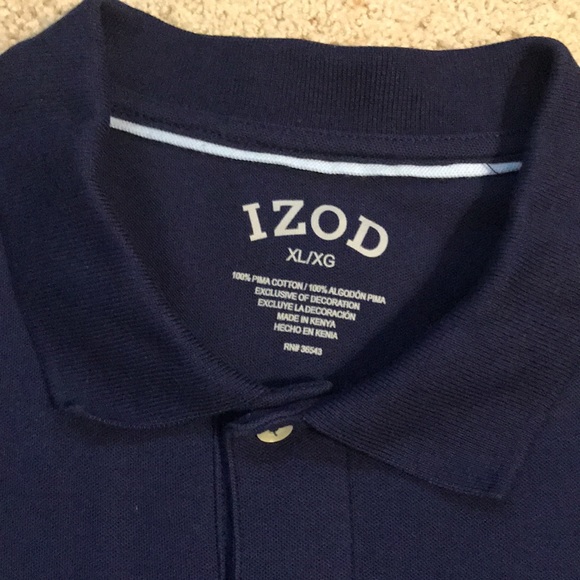Izod Navy Short Sleeve Collared Button-up - Picture 2 of 13